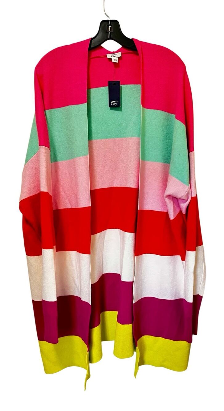 NWT Crown & Ivy Women's Color Block Open Front Cardigan Size XL Multicolor